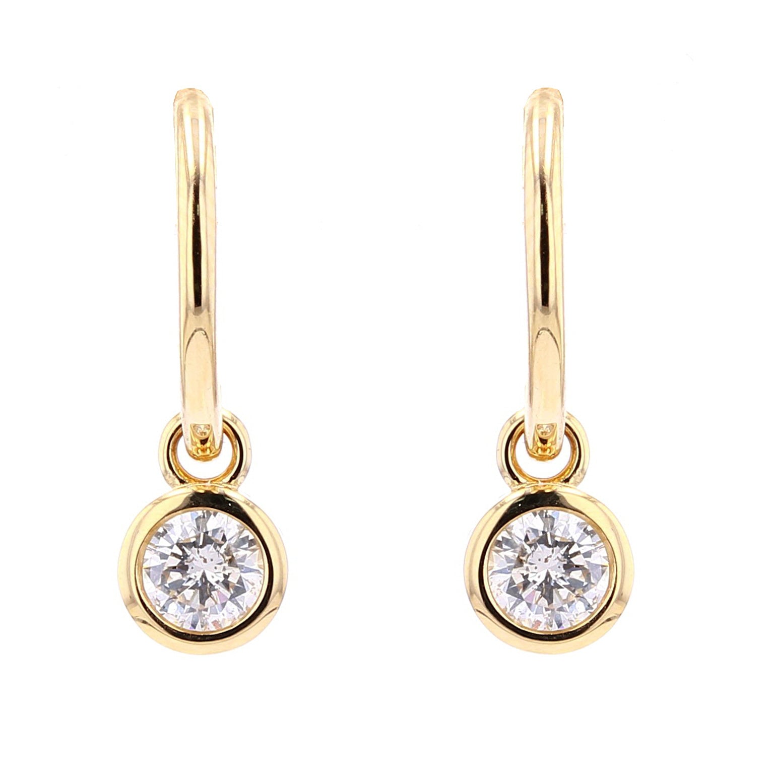 14K WG 1/2 CT Diamond Bezel Huggies