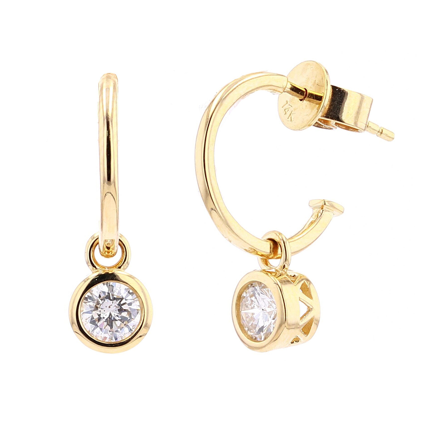 14K WG 1/2 CT Diamond Bezel Huggies