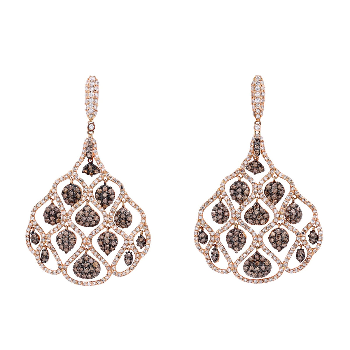 14K EFFY RG Chocolate Diamond Chandelier Earrings