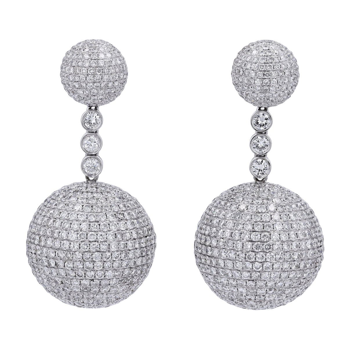 18K WG 26 CTW Diamond Ball Earrings