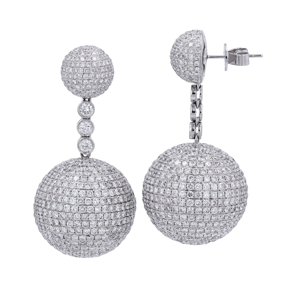 18K WG 26 CTW Diamond Ball Earrings