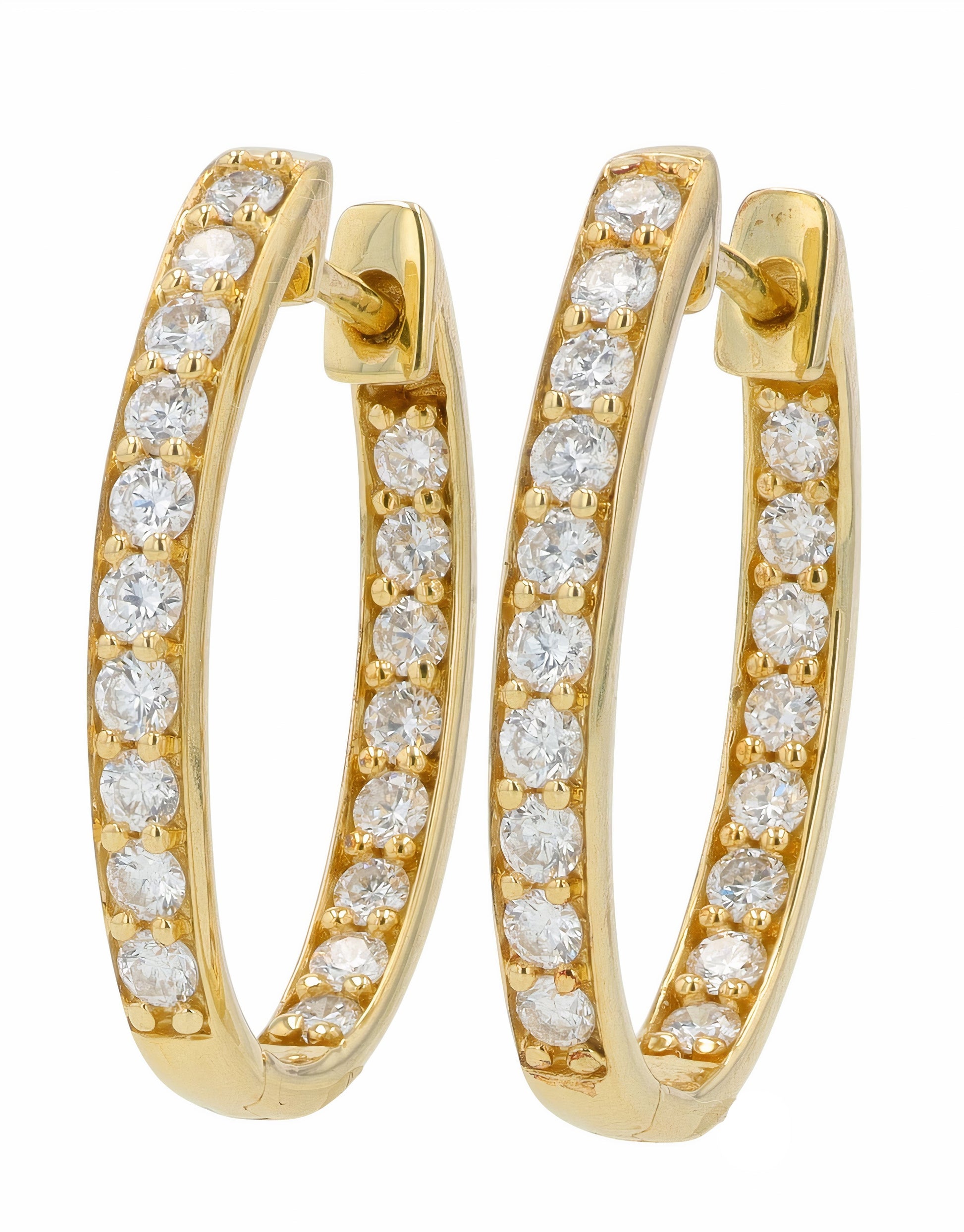 14K YG 3/4 CT Diamond  Inside-Out Hoops