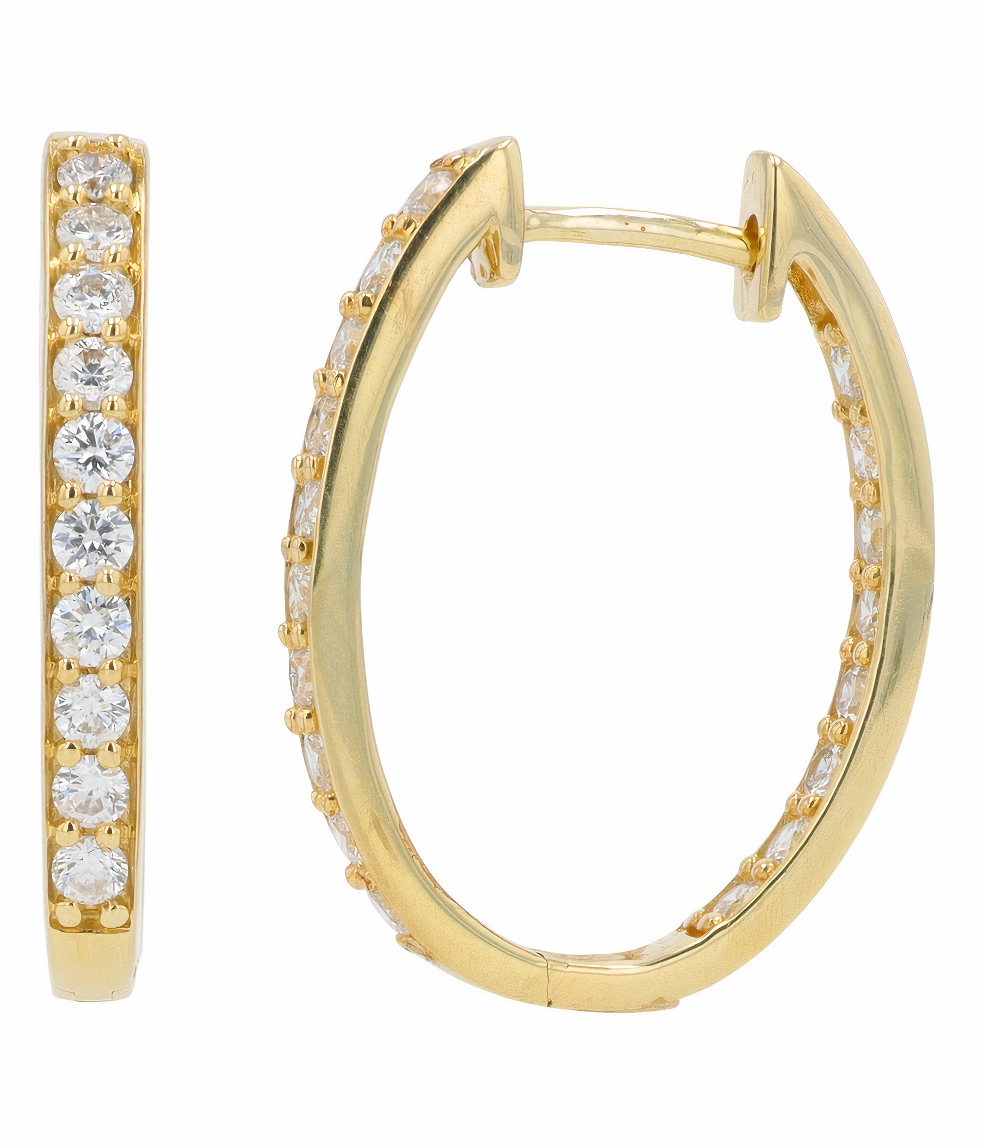 14K YG 3/4 CT Diamond  Inside-Out Hoops