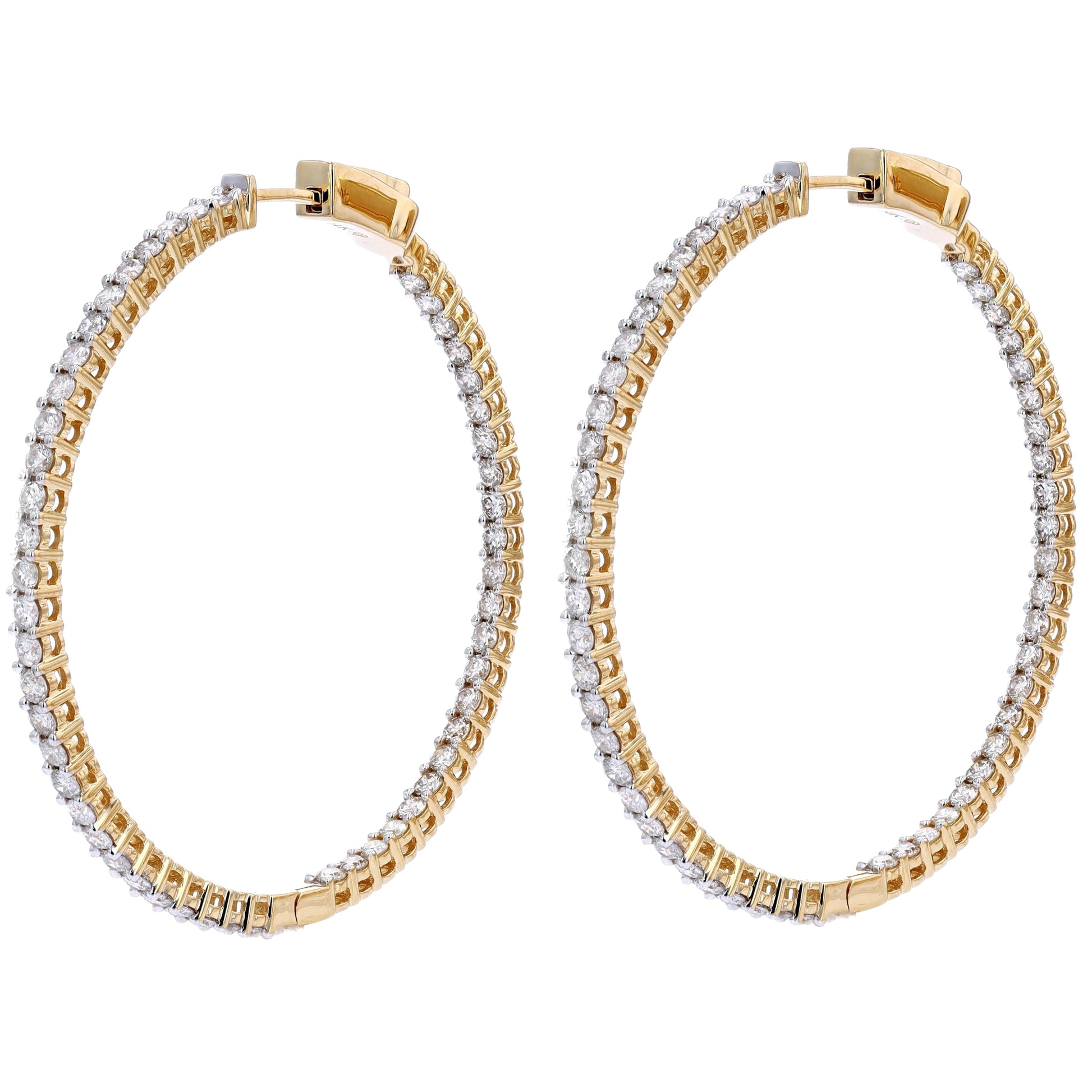 14K YG 3 CTW Diamond Hoops