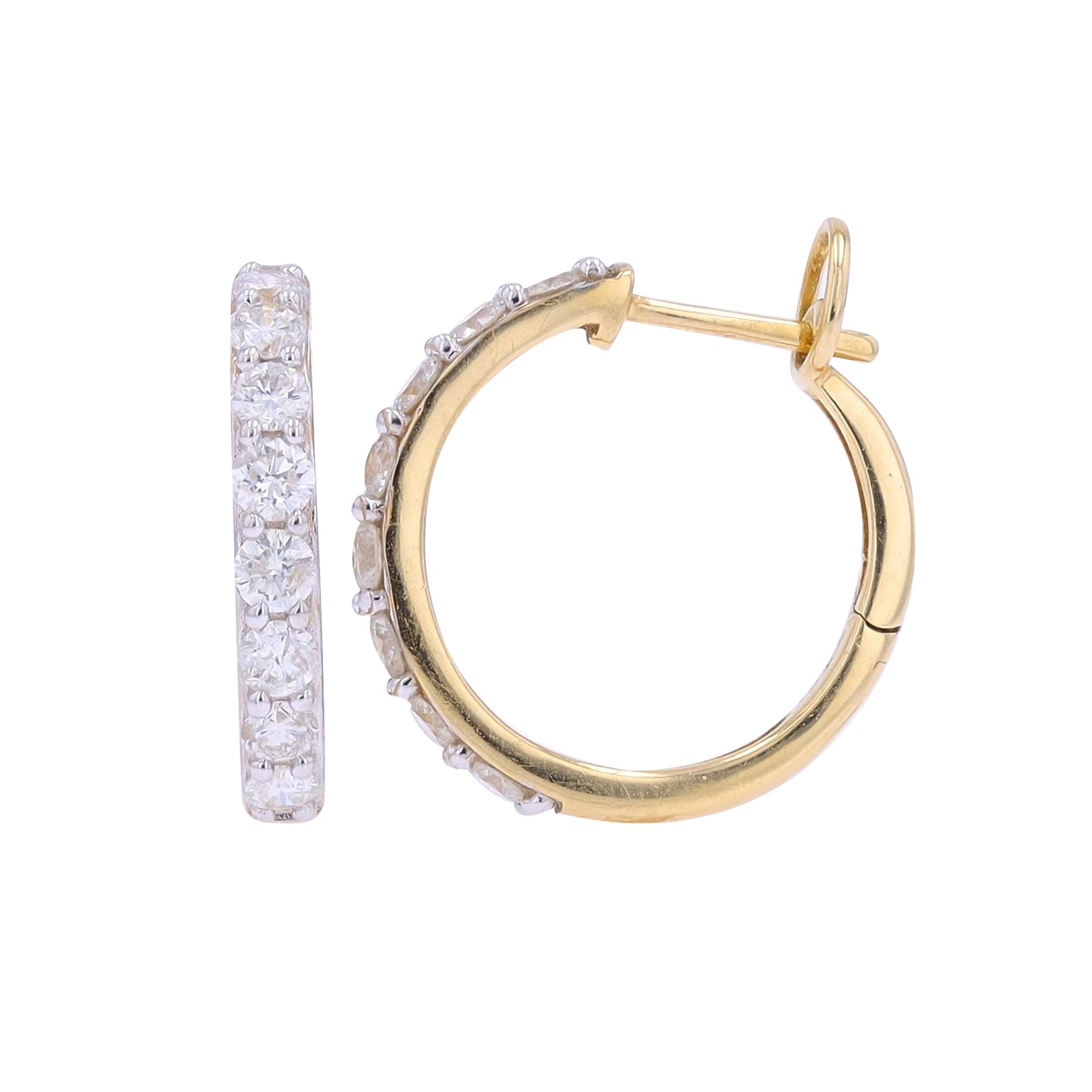 14K YG 1 CT Diamond Hoops