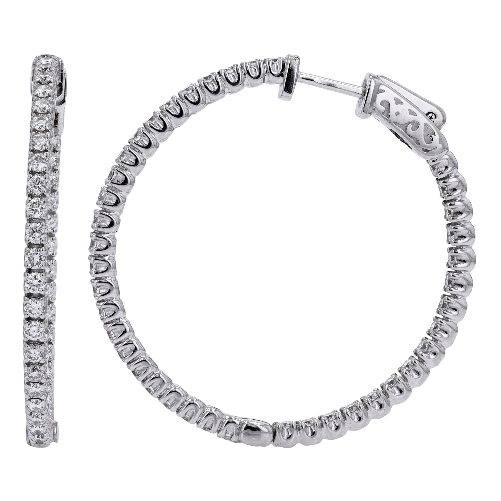 14K WG EFFY Diamond Inside-Out Hoops