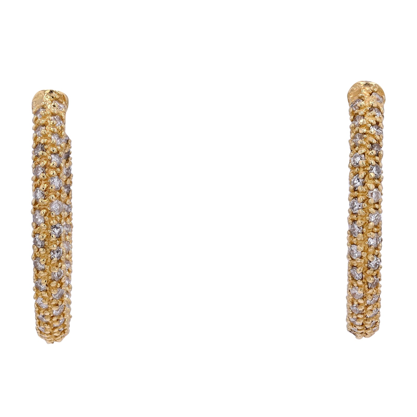 14K EFFY YG 2.82 CTW Diamond Hoops