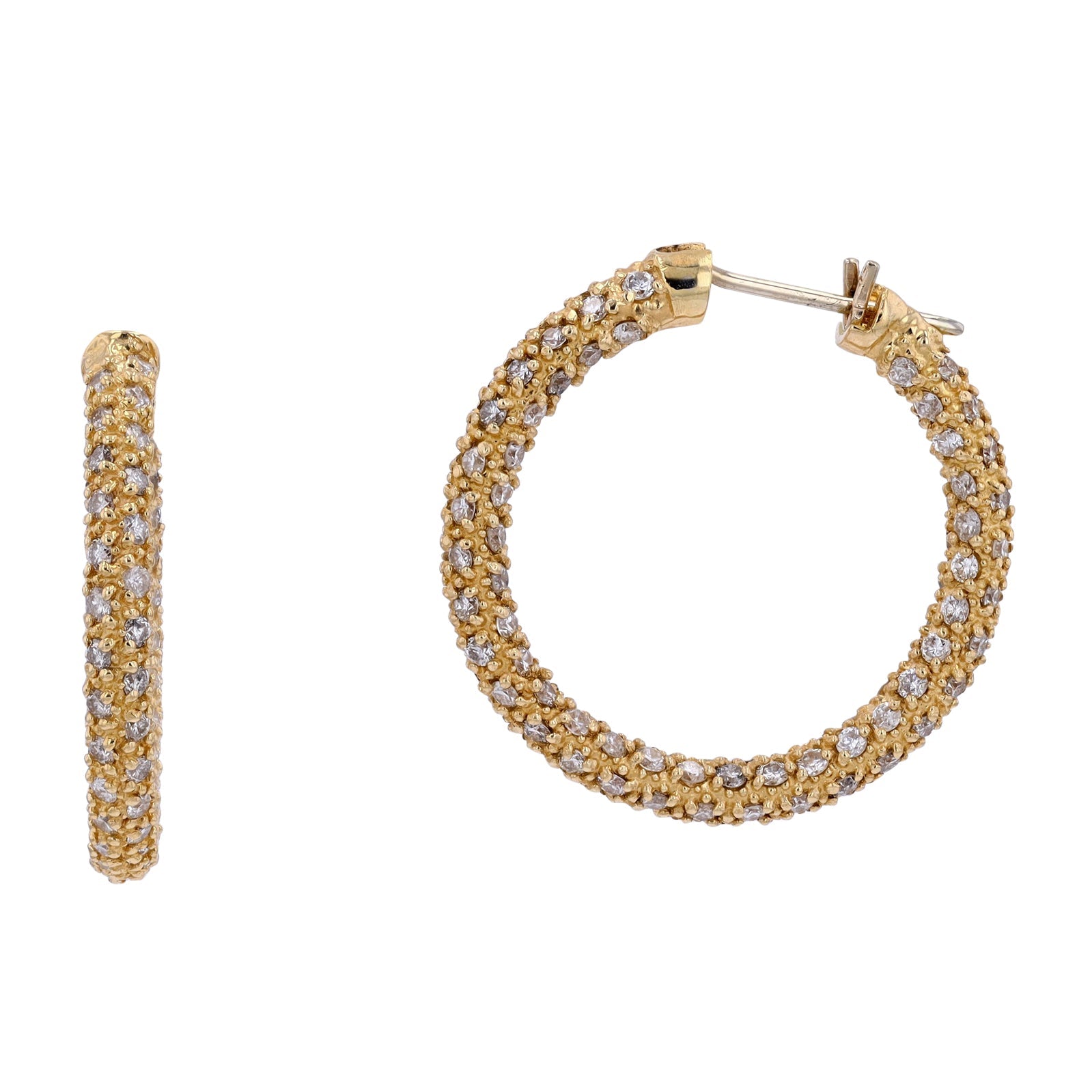 14K EFFY YG 2.82 CTW Diamond Hoops