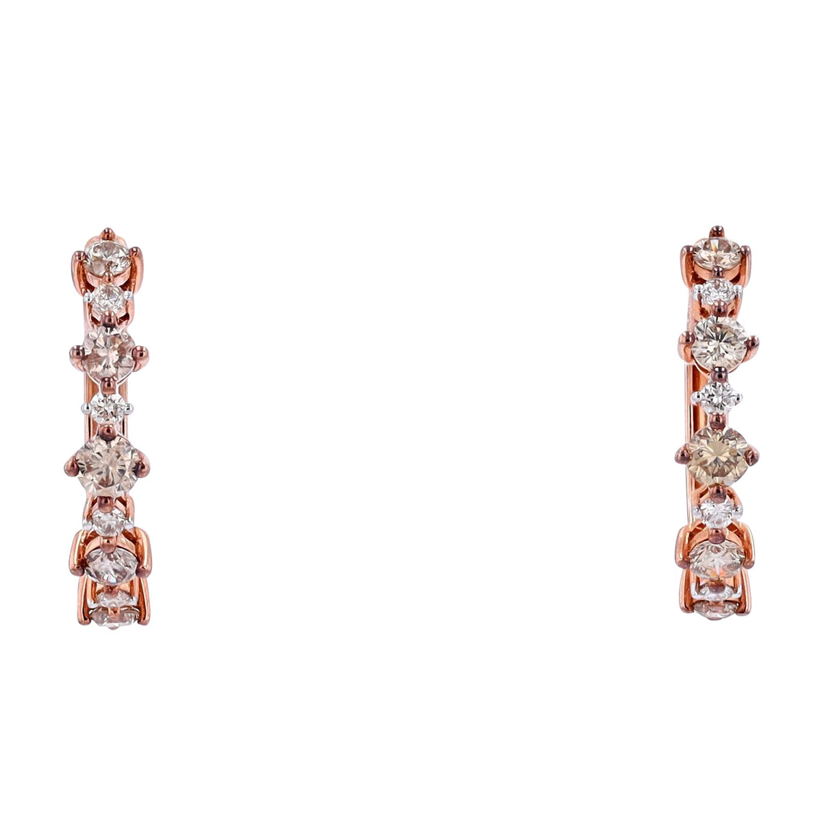 14K RG 1 CT Diamond Hoops