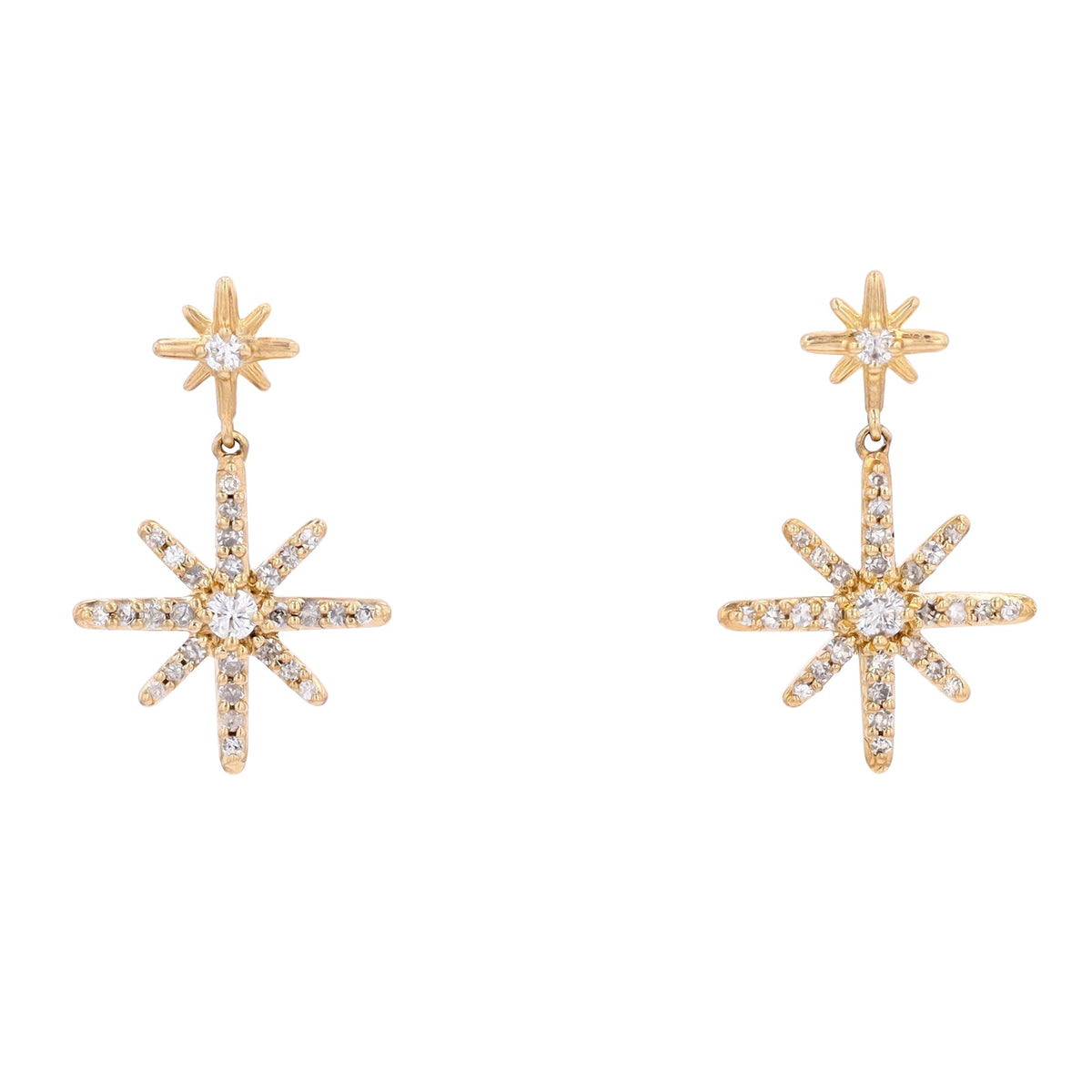 10K YG Starburst Diamond Earrings