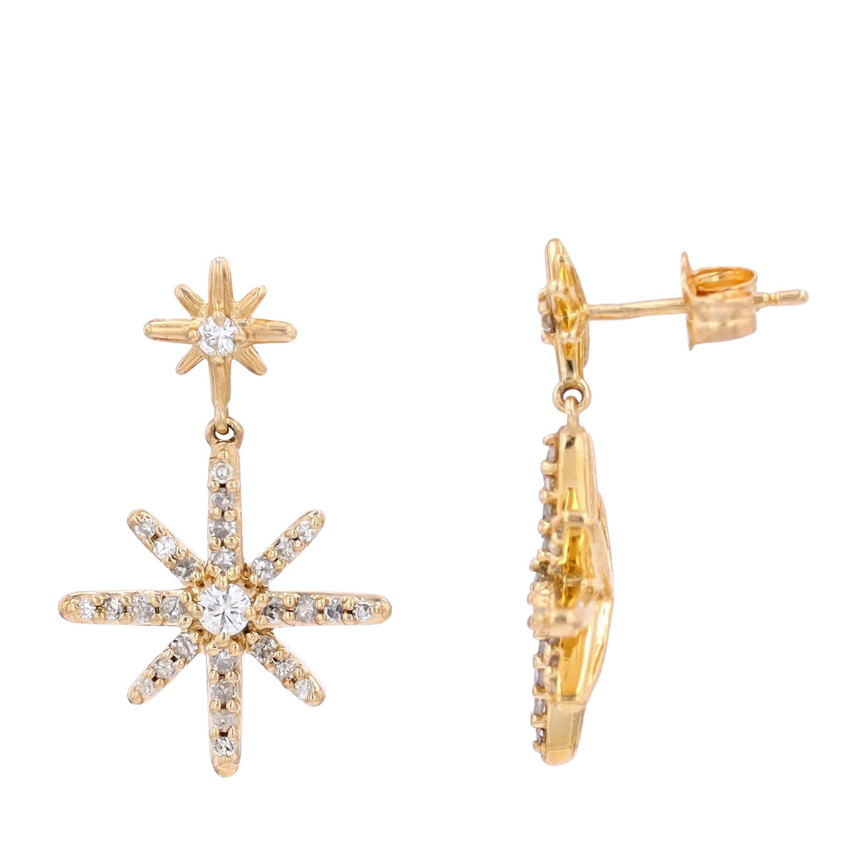 10K YG Starburst Diamond Earrings