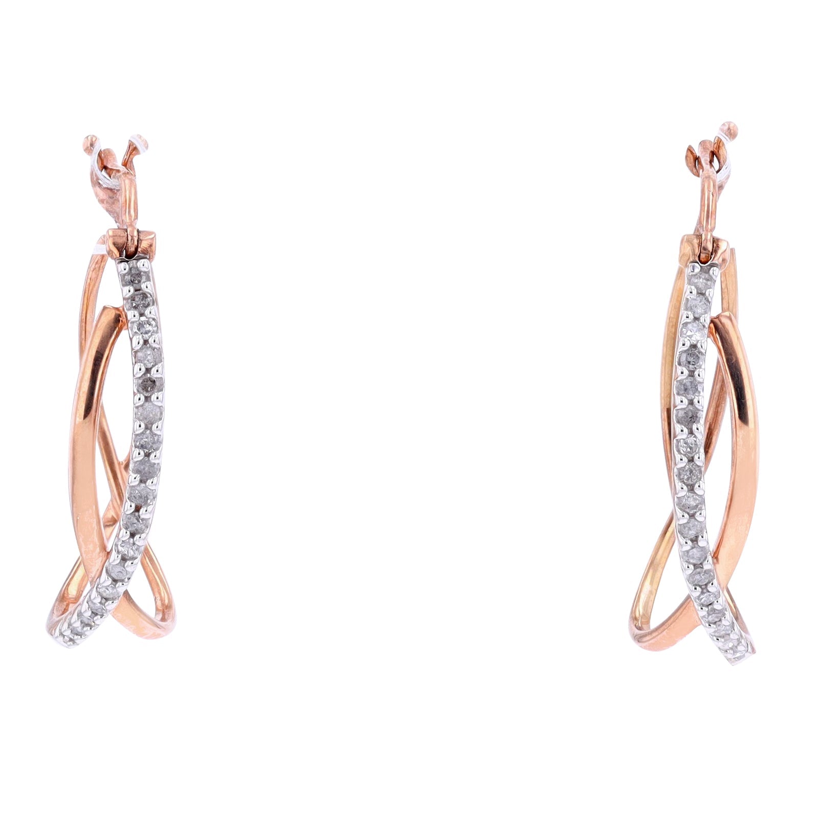 10K RG 1/4 CTW Diamond Hoops