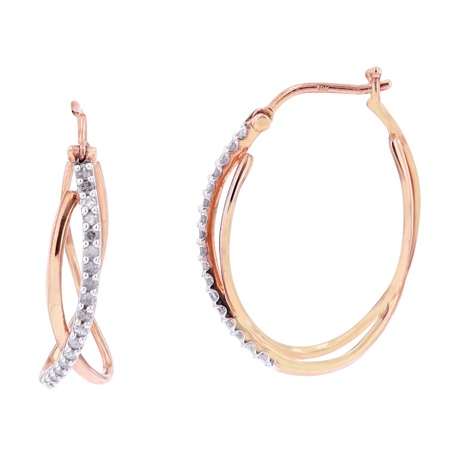 10K RG 1/4 CTW Diamond Hoops