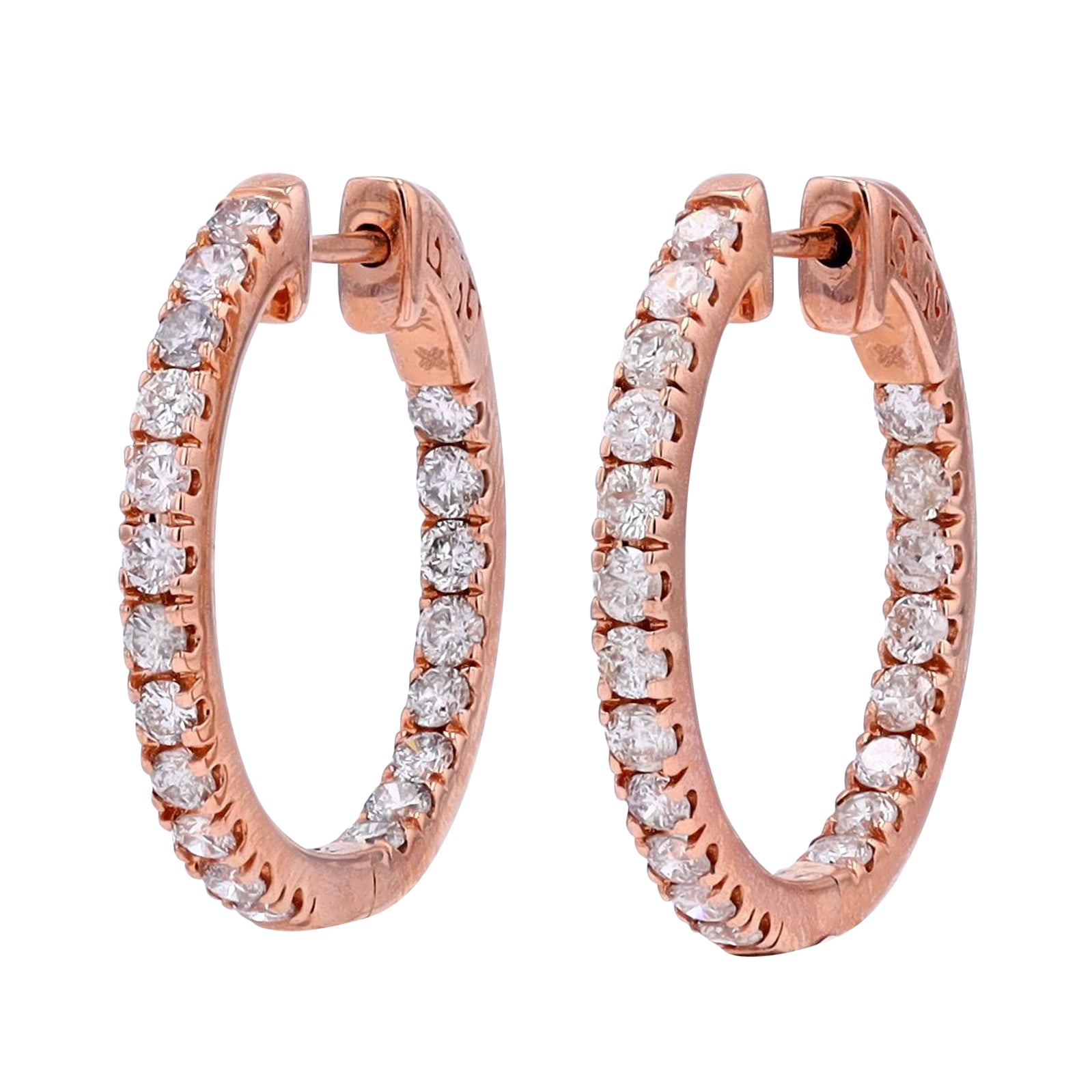 10K RG 1 1/2 CT Diamond Inside-Out Hoops