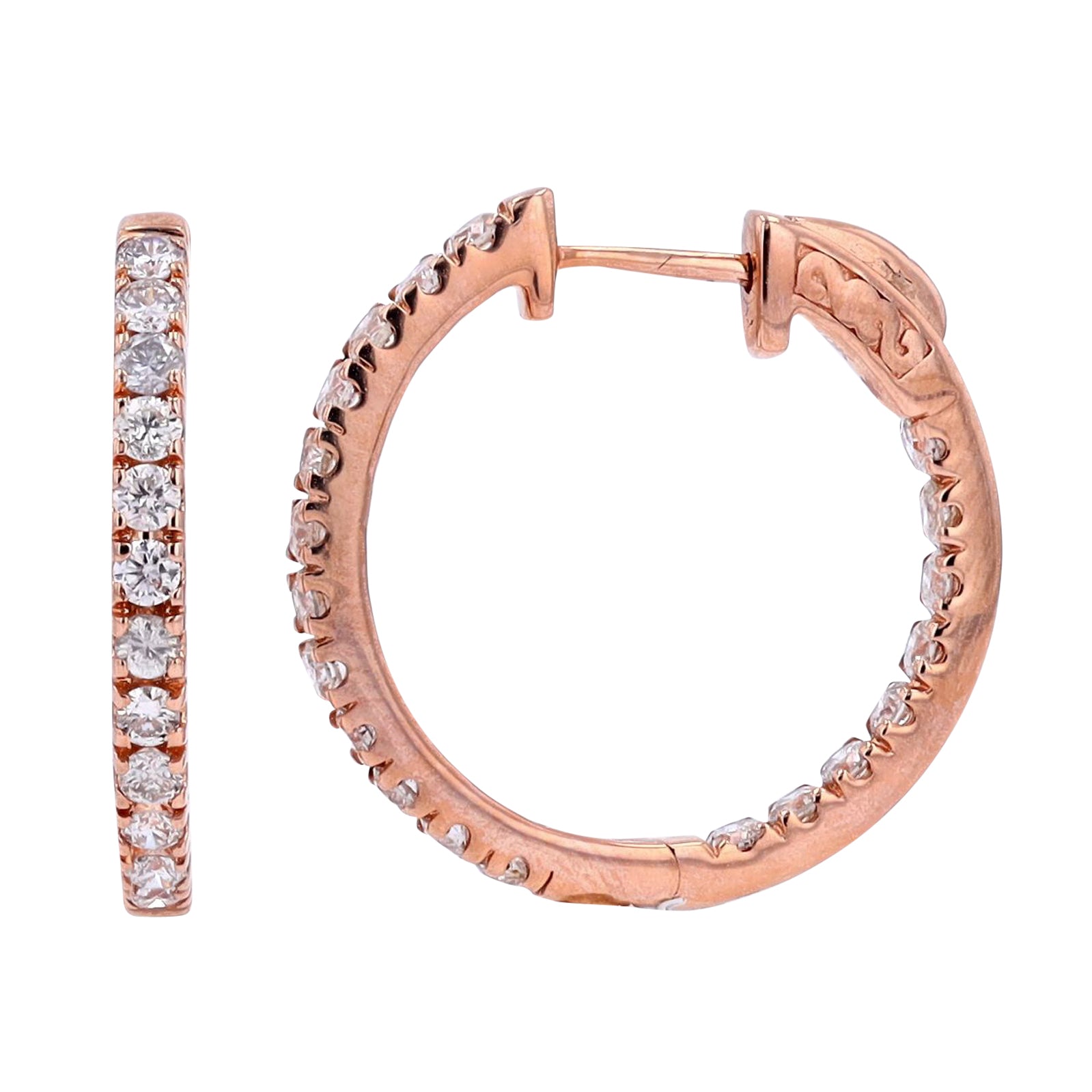 10K RG 1 1/2 CT Diamond Inside-Out Hoops