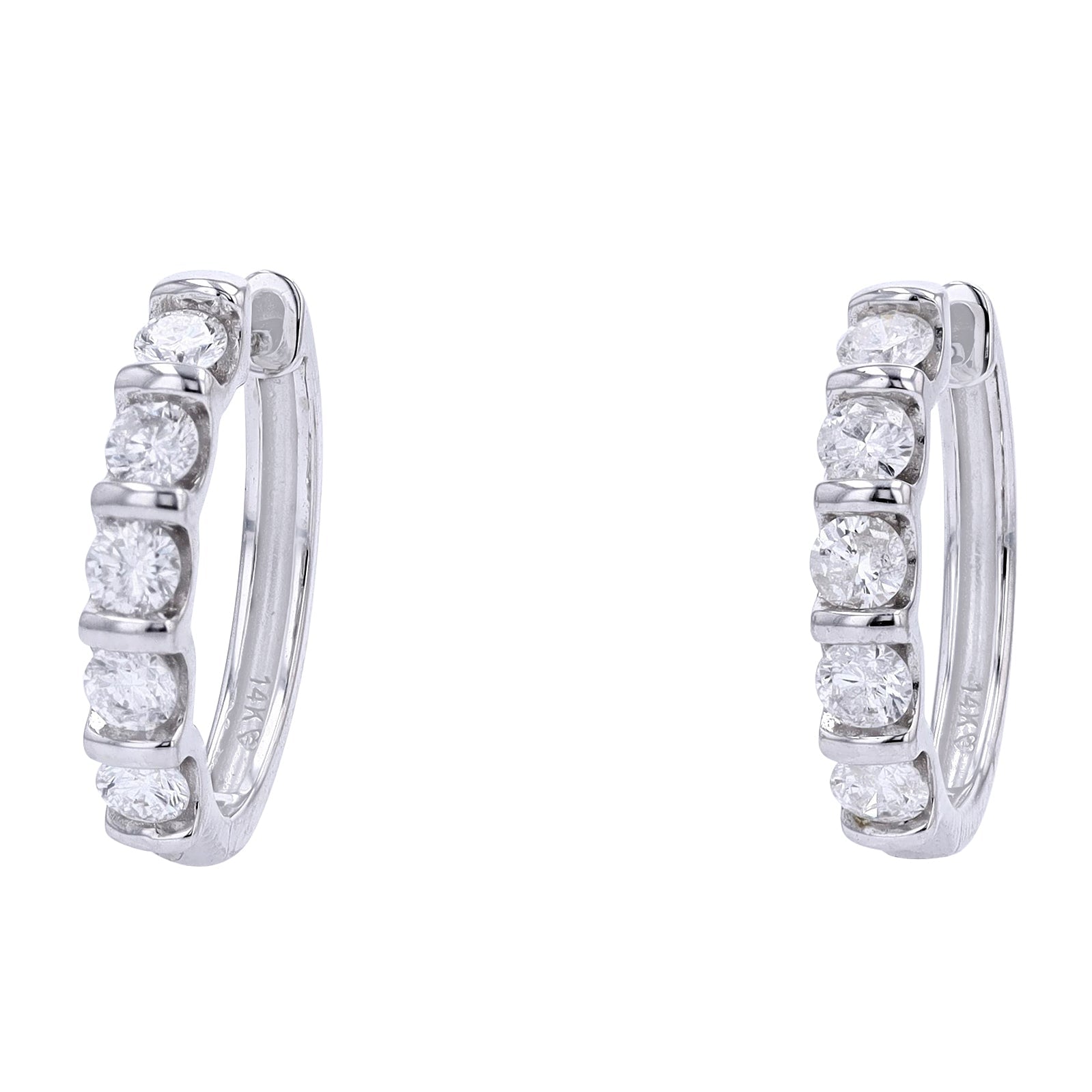 14K WG 1 CT Diamond Hoops