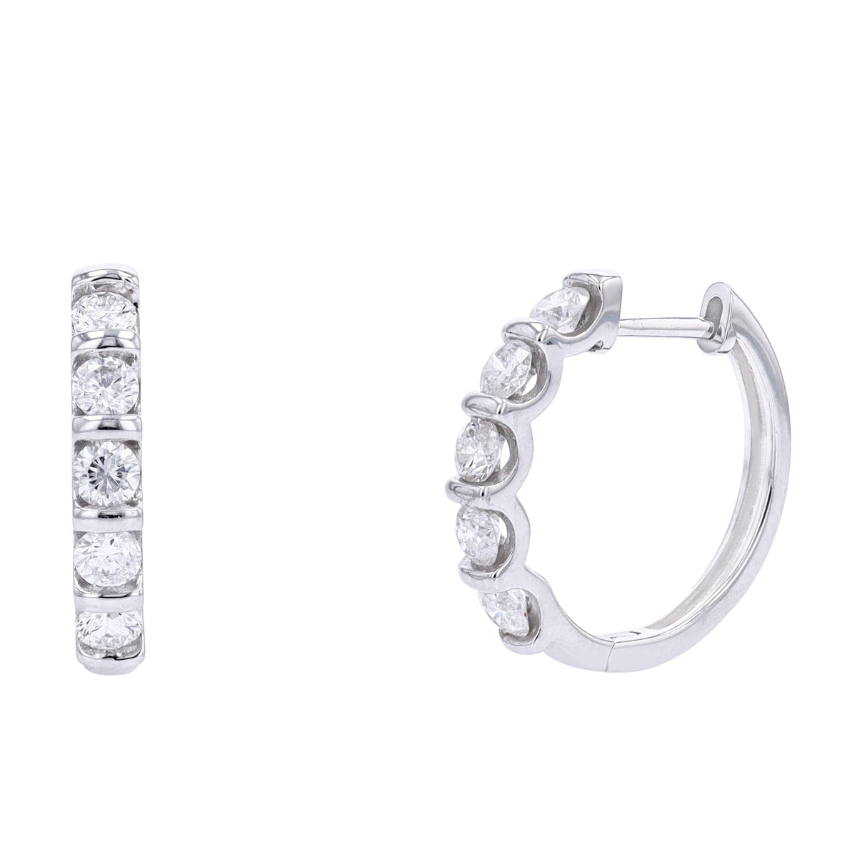 14K WG 1 CT Diamond Hoops