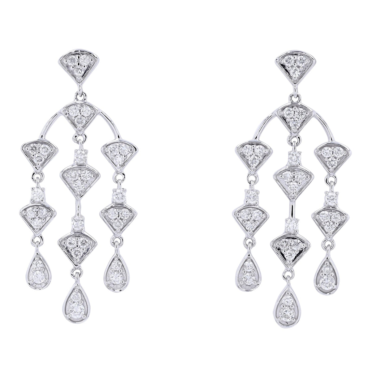 14K WG 1 CTW Diamond Chandelier Earrings
