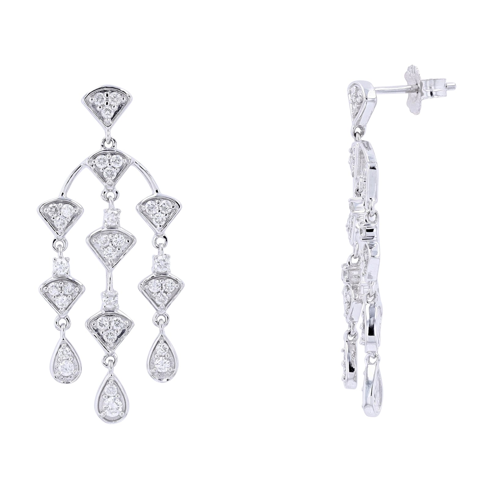 14K WG 1 CTW Diamond Chandelier Earrings