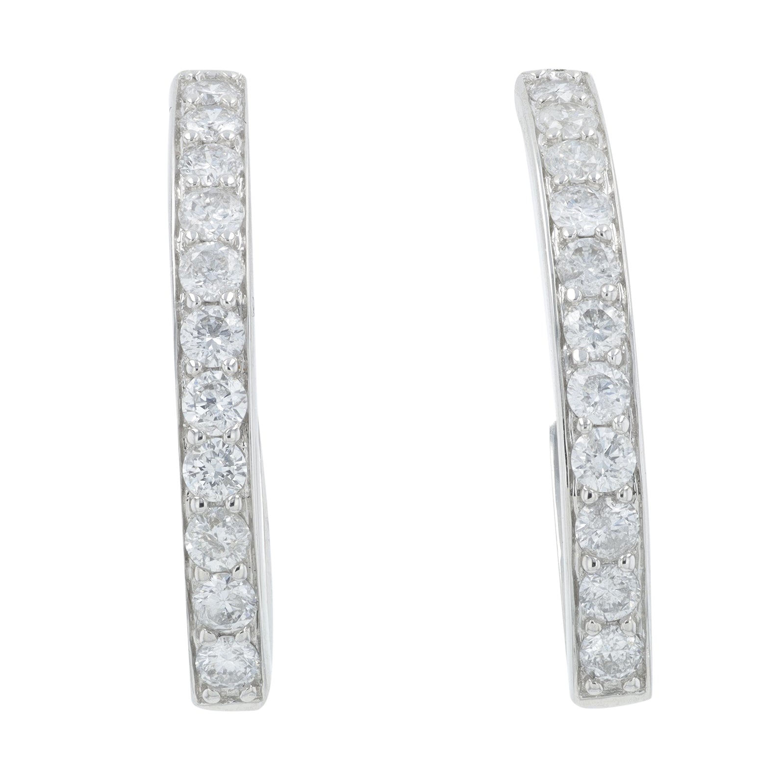 14K WG 1 CT Diamond J-Hoops