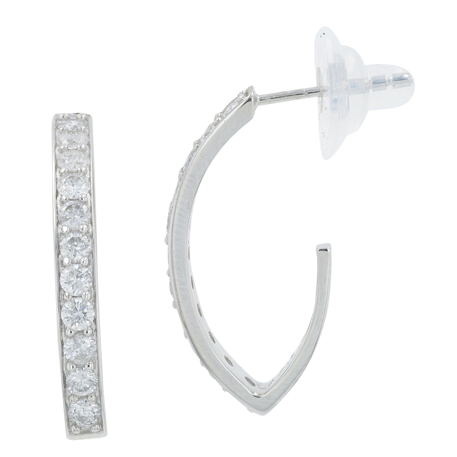 14K WG 1 CT Diamond J-Hoops