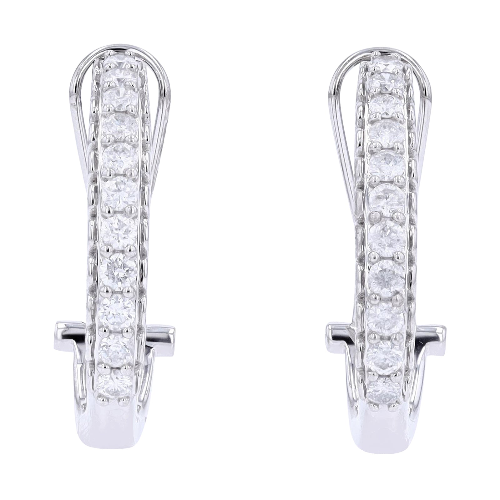 14K WG 1 CTW Diamond J-Hoops