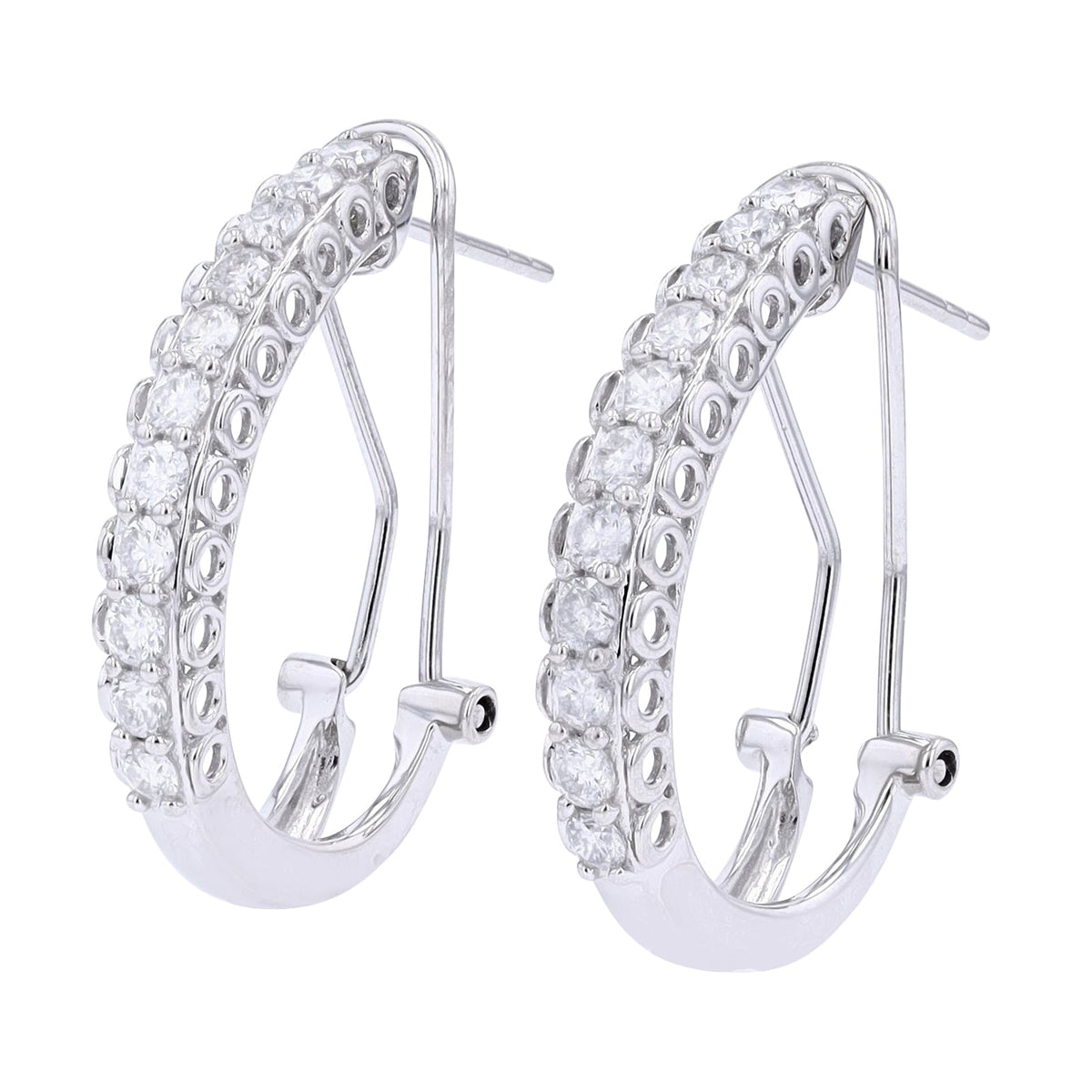 14K WG 1 CTW Diamond J-Hoops