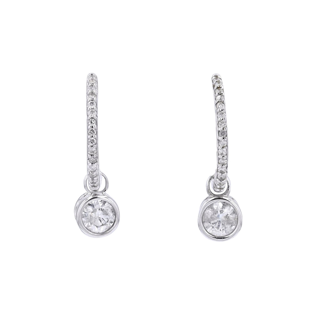 14K WG 1/2 CTW Diamond Dangle Huggies