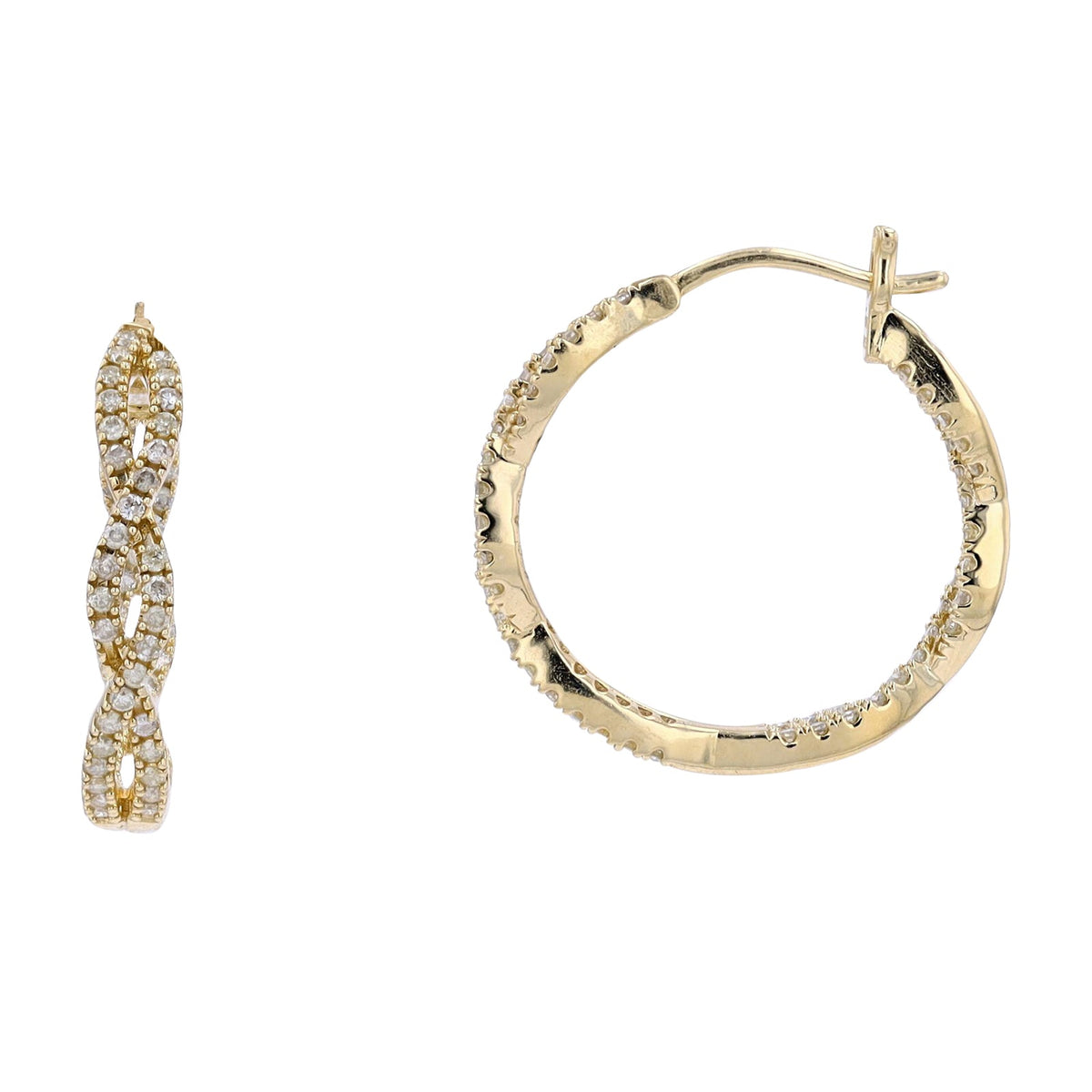 10K YG 1 CT Diamond Infinity Hoops