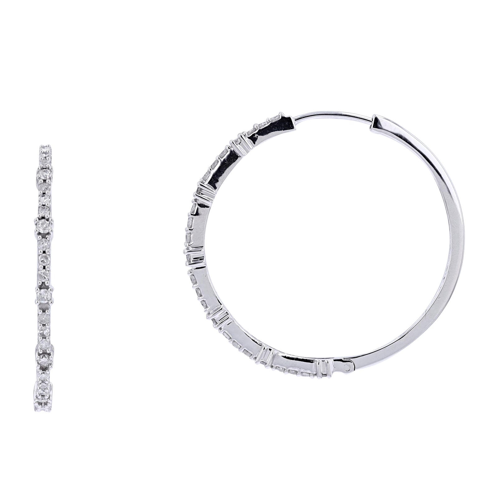 10K WG 1/2 CT Diamond Hoops