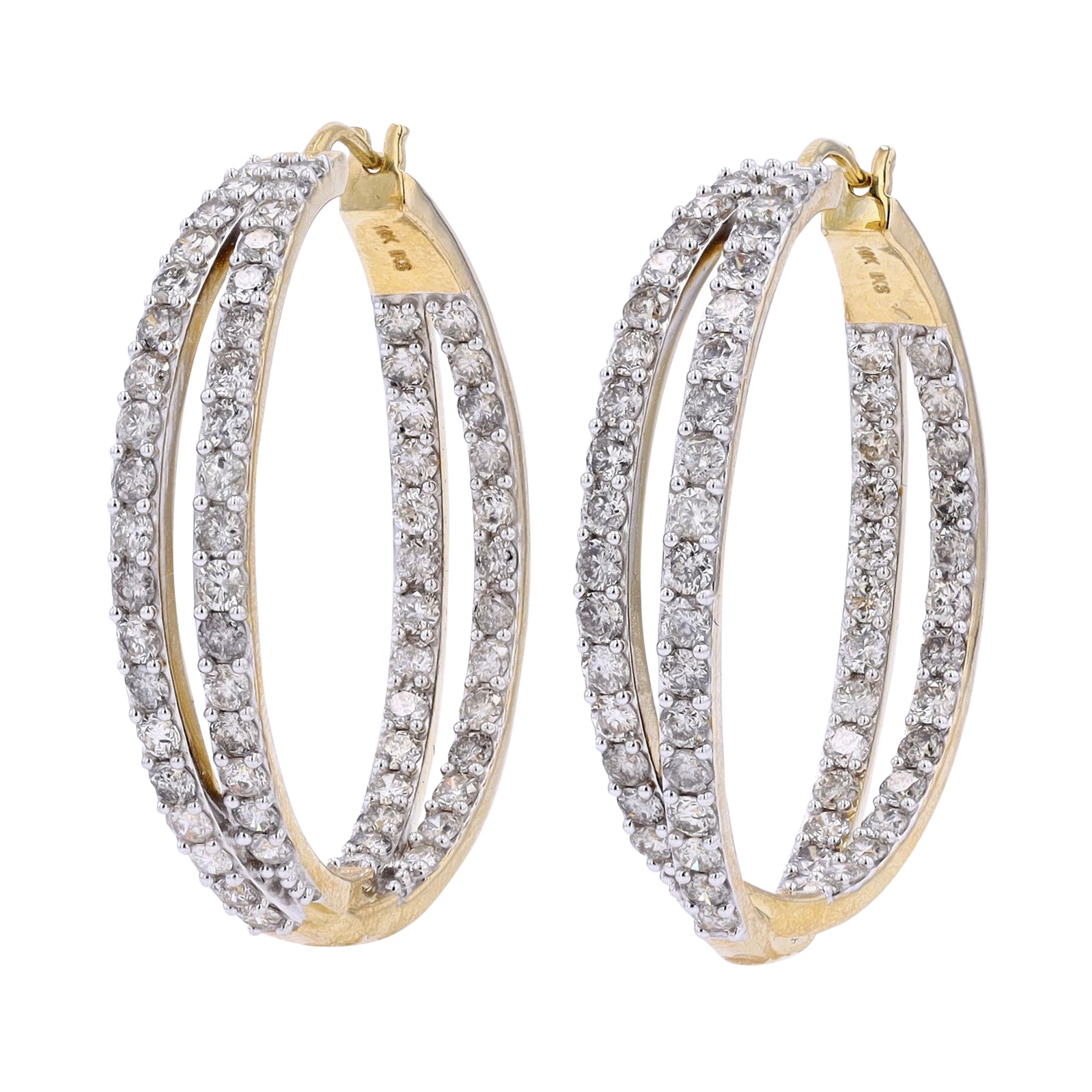 10K 5 CT Diamond Inside-Out Hoops<p><strong>More Colors Available</p></strong>