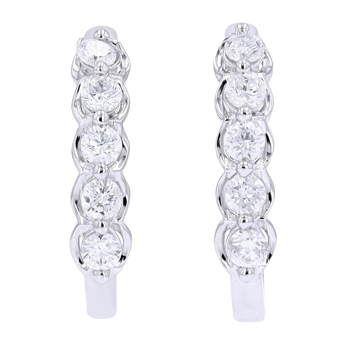 14K WG 1 CTW Diamond Hoops
