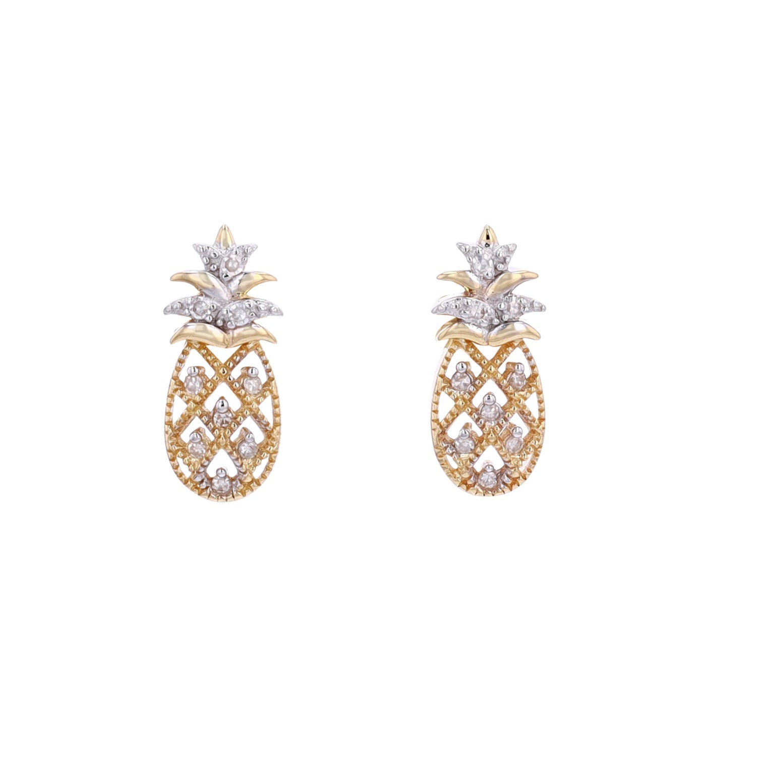 14K YG Diamond Pineapple Earrings