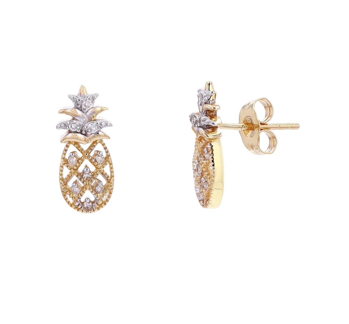 14K YG Diamond Pineapple Earrings
