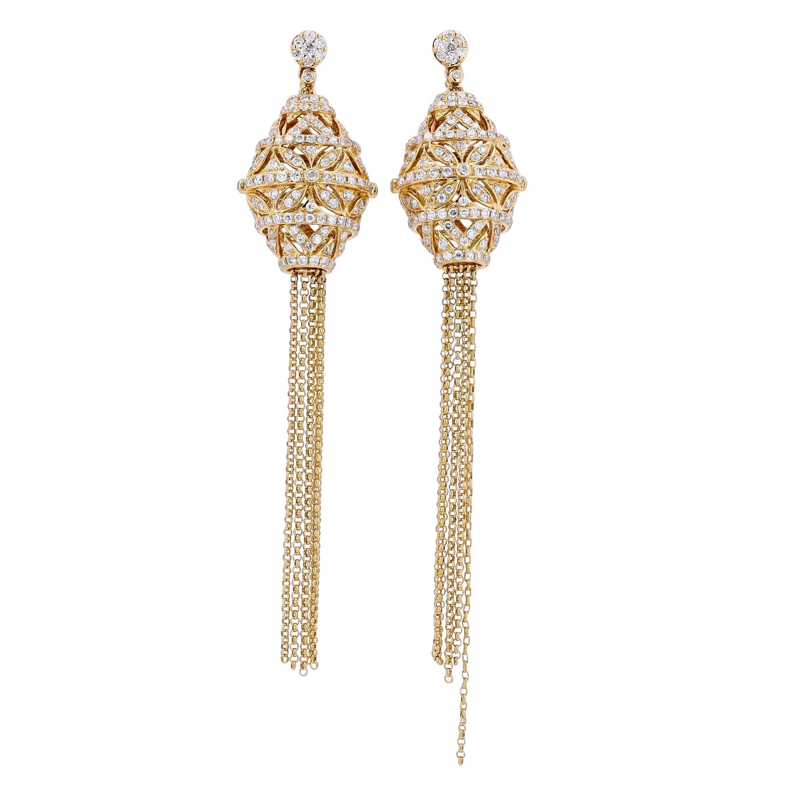 14K EFFY YG 1.54 CTW Diamond Chain Earrings