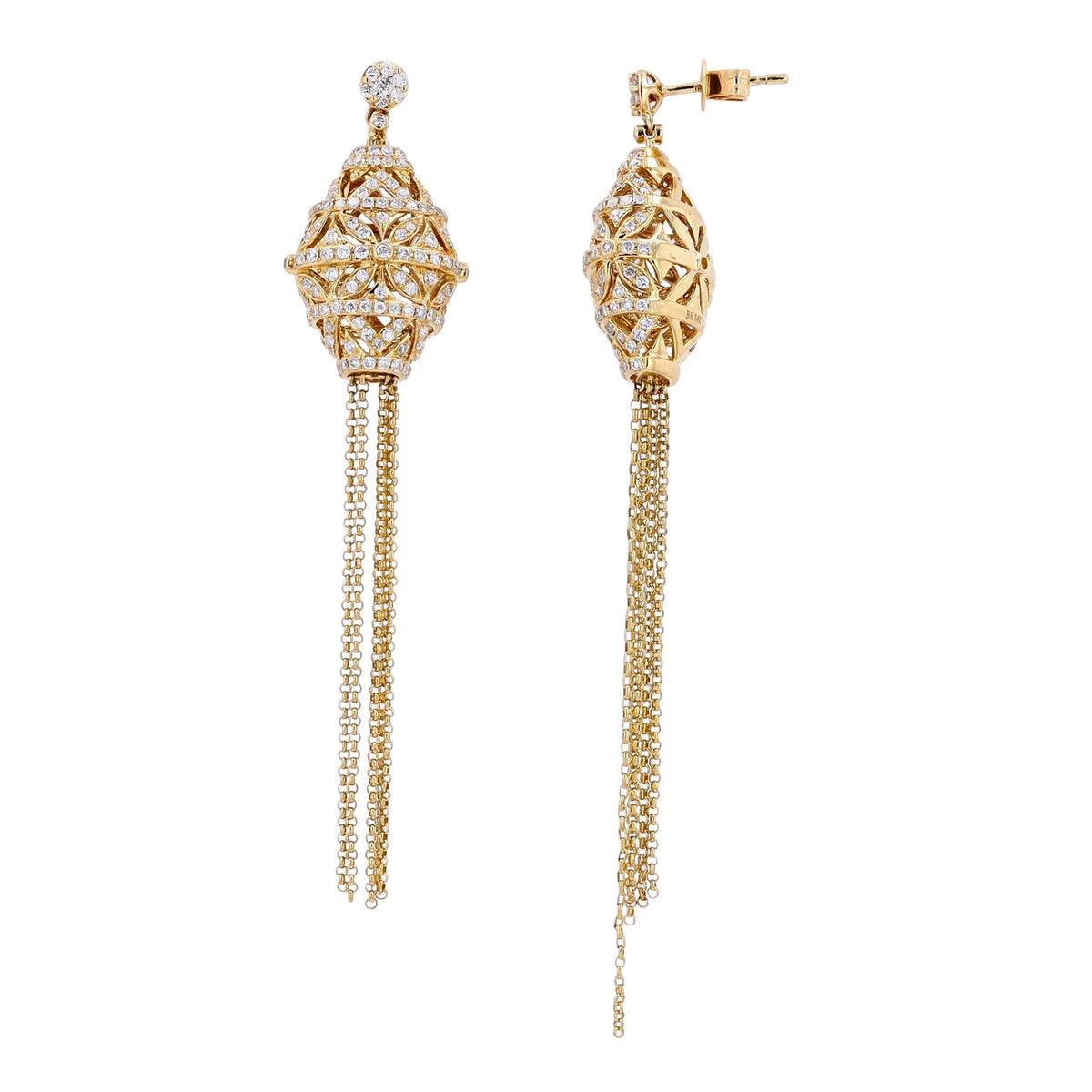 14K EFFY YG 1.54 CTW Diamond Chain Earrings