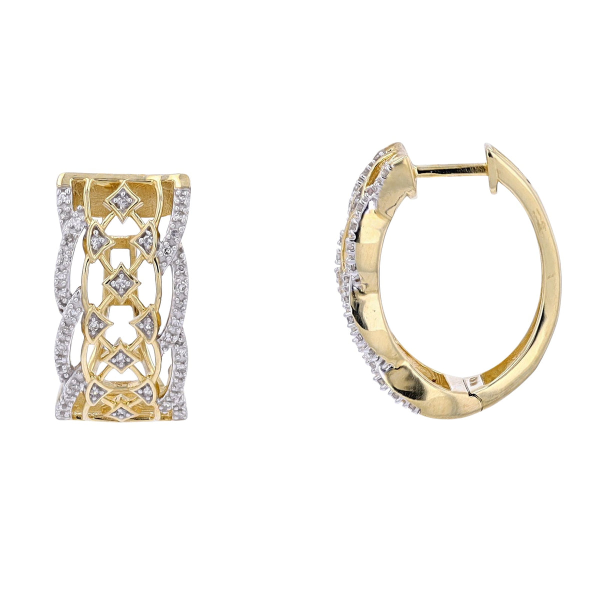 10K YG 1/4 CT Diamond Hoops
