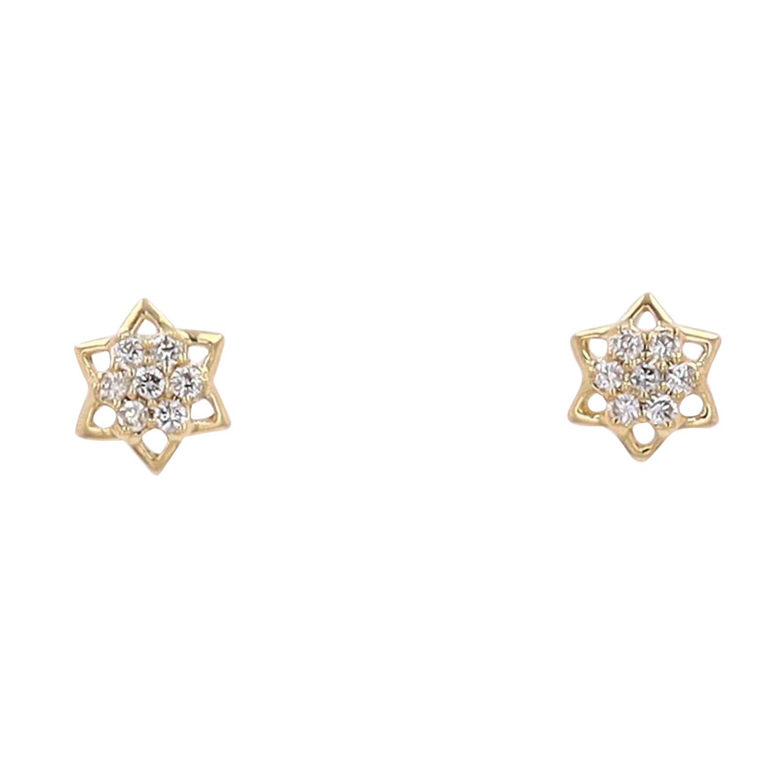 14K YG Diamond Star Studs