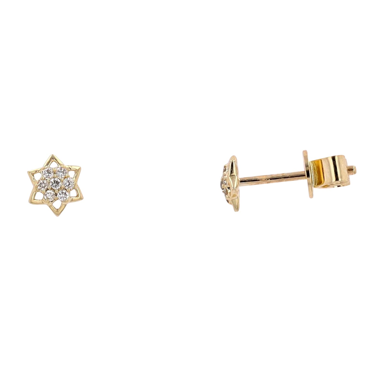 14K YG Diamond Star Studs