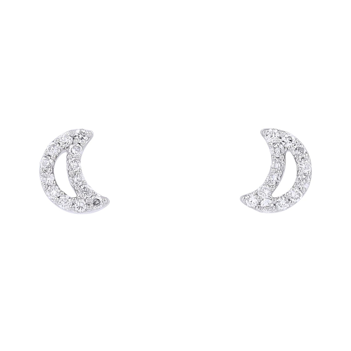 14K .17 CTW Diamond Crescent Moon Studs<p><strong>More Colors Available</p></strong>