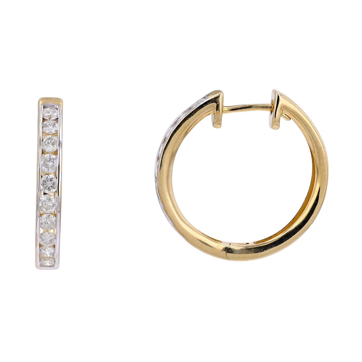 10K YG 1 CT Diamond Hoops