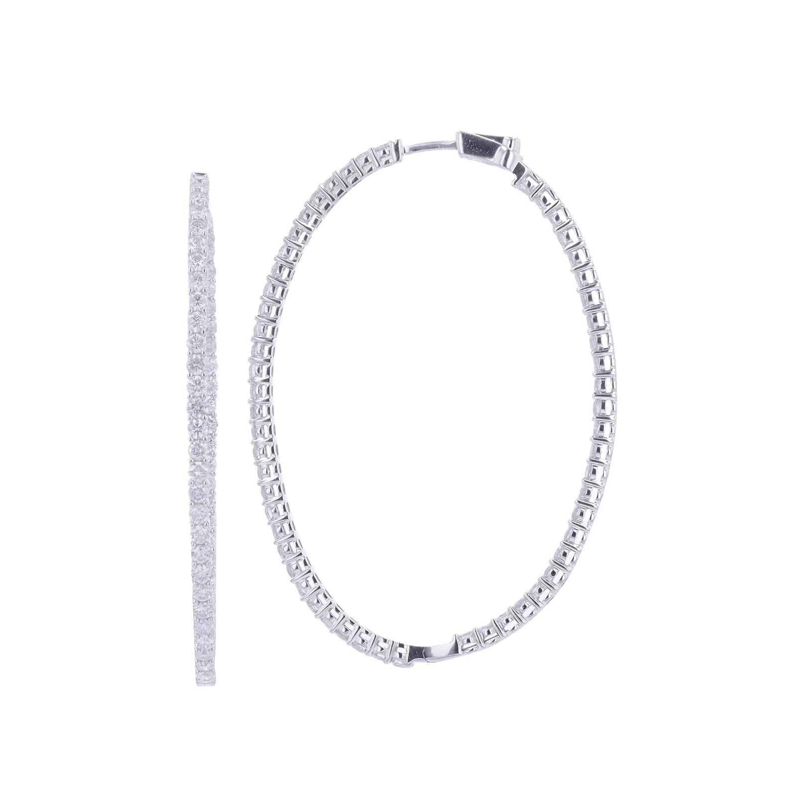 14K WG 5 CTW Diamond Inside-Out Oval Hoops