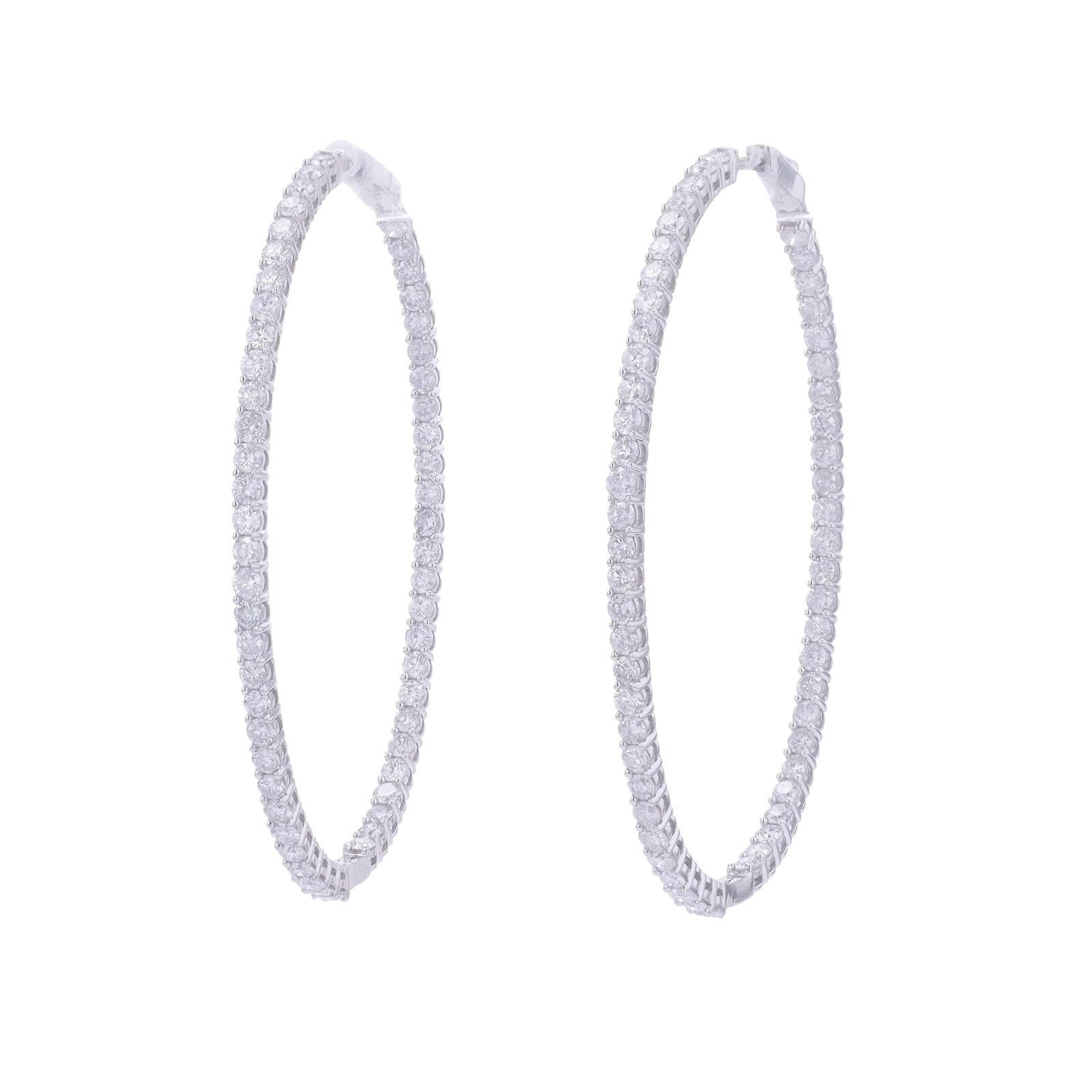 14K WG 5 CTW Diamond Inside-Out Oval Hoops