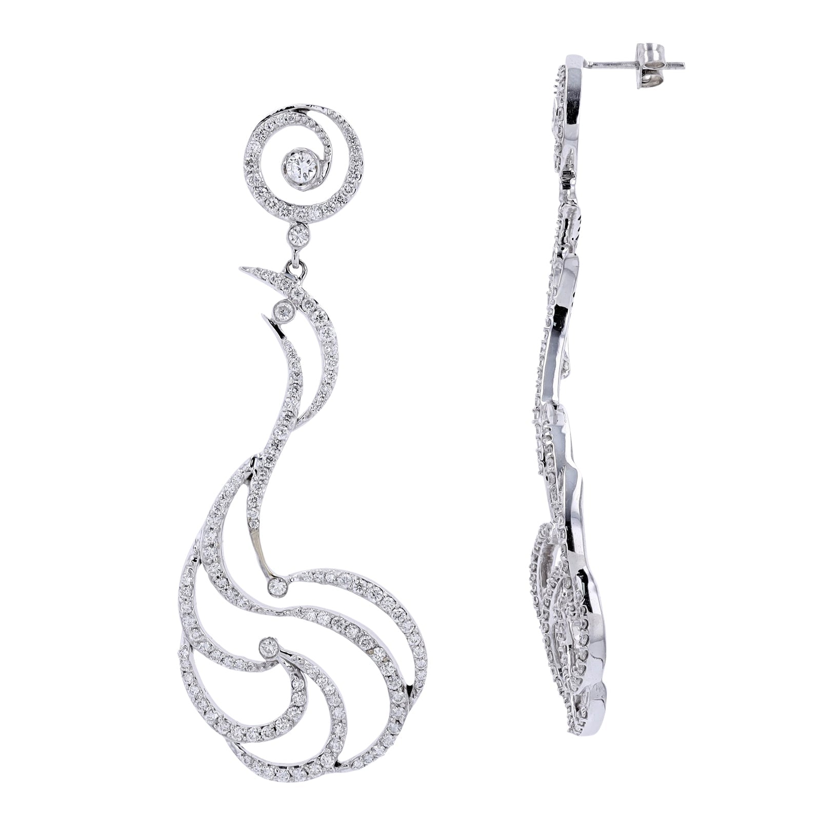 18K WG Diamond Dangle Statement Earrings