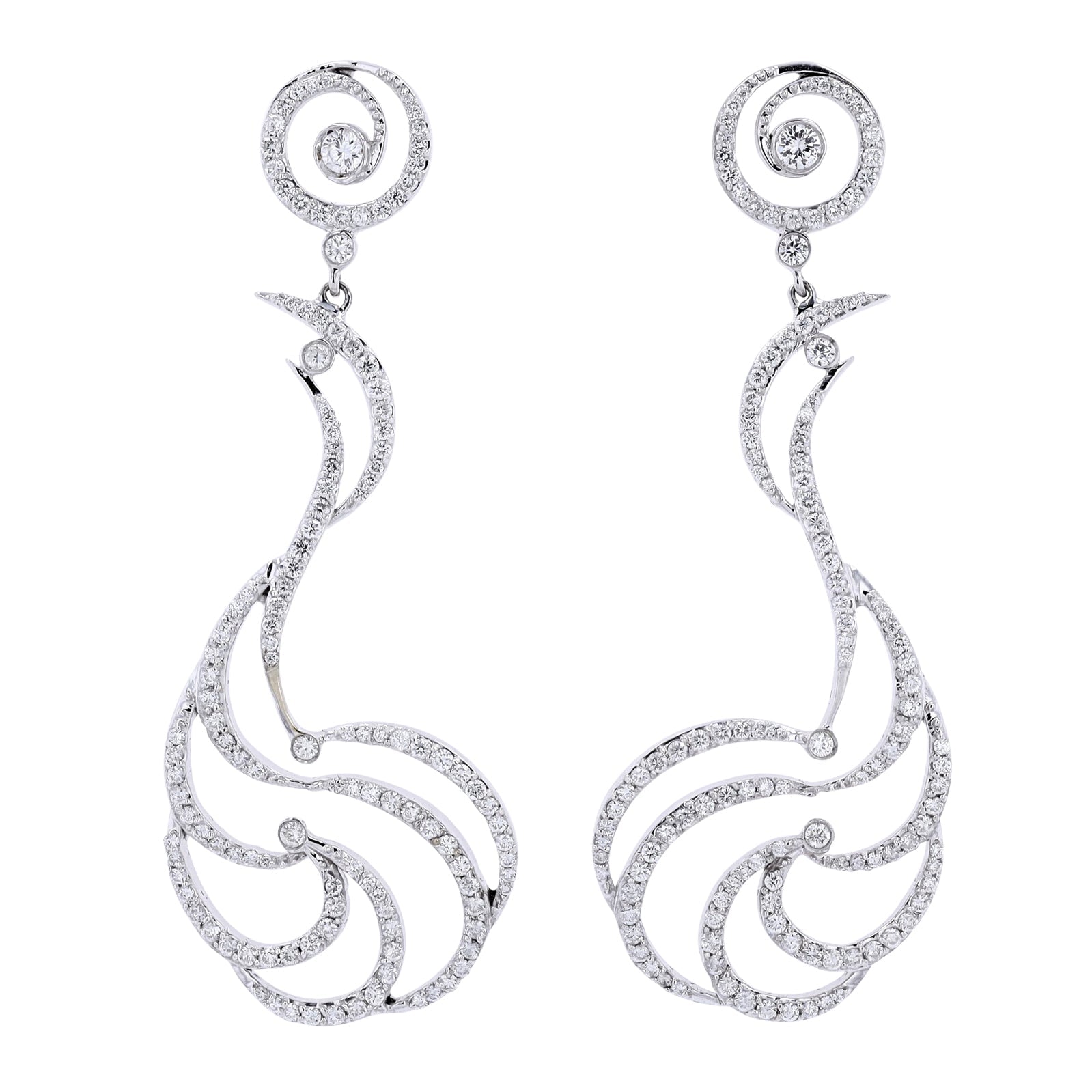 18K WG Diamond Dangle Statement Earrings