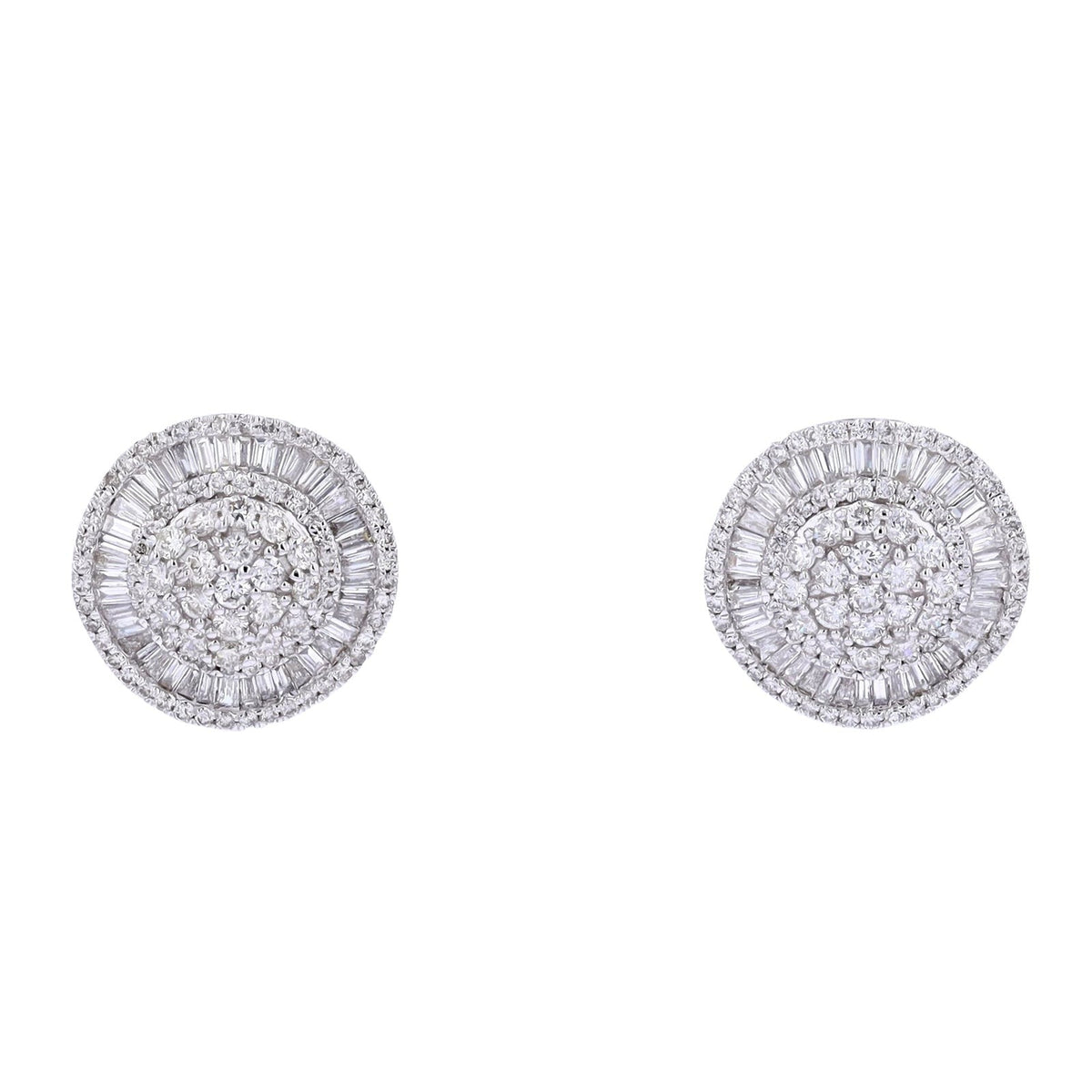14K WG 2 CTW Diamond Cluster Earrings