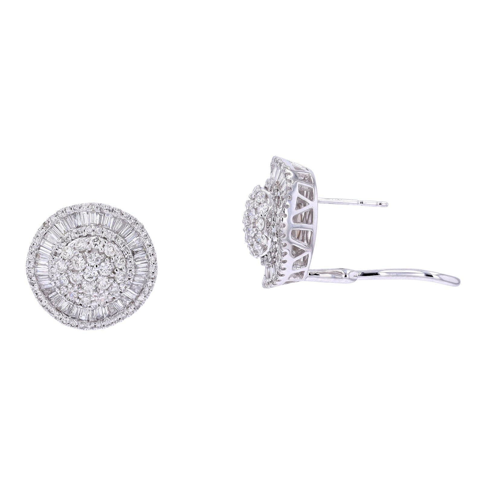 14K WG 2 CTW Diamond Cluster Earrings