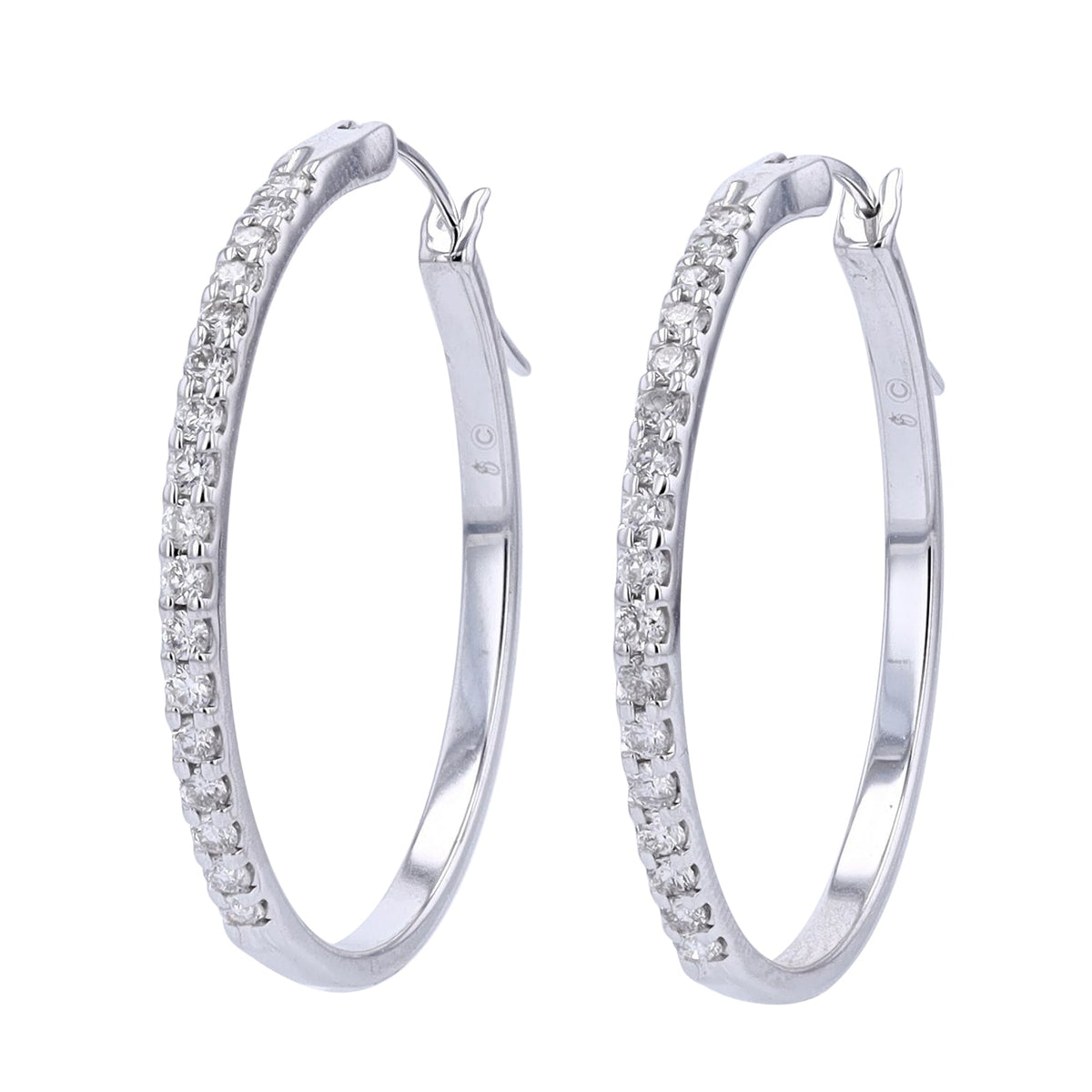 14K WG 1/2 CT Diamond Hoops