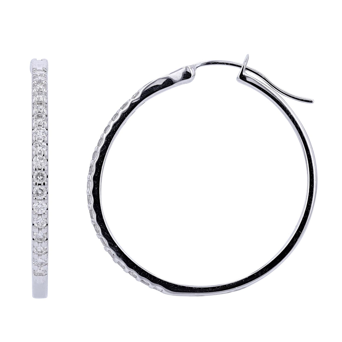 14K WG 1/2 CT Diamond Hoops