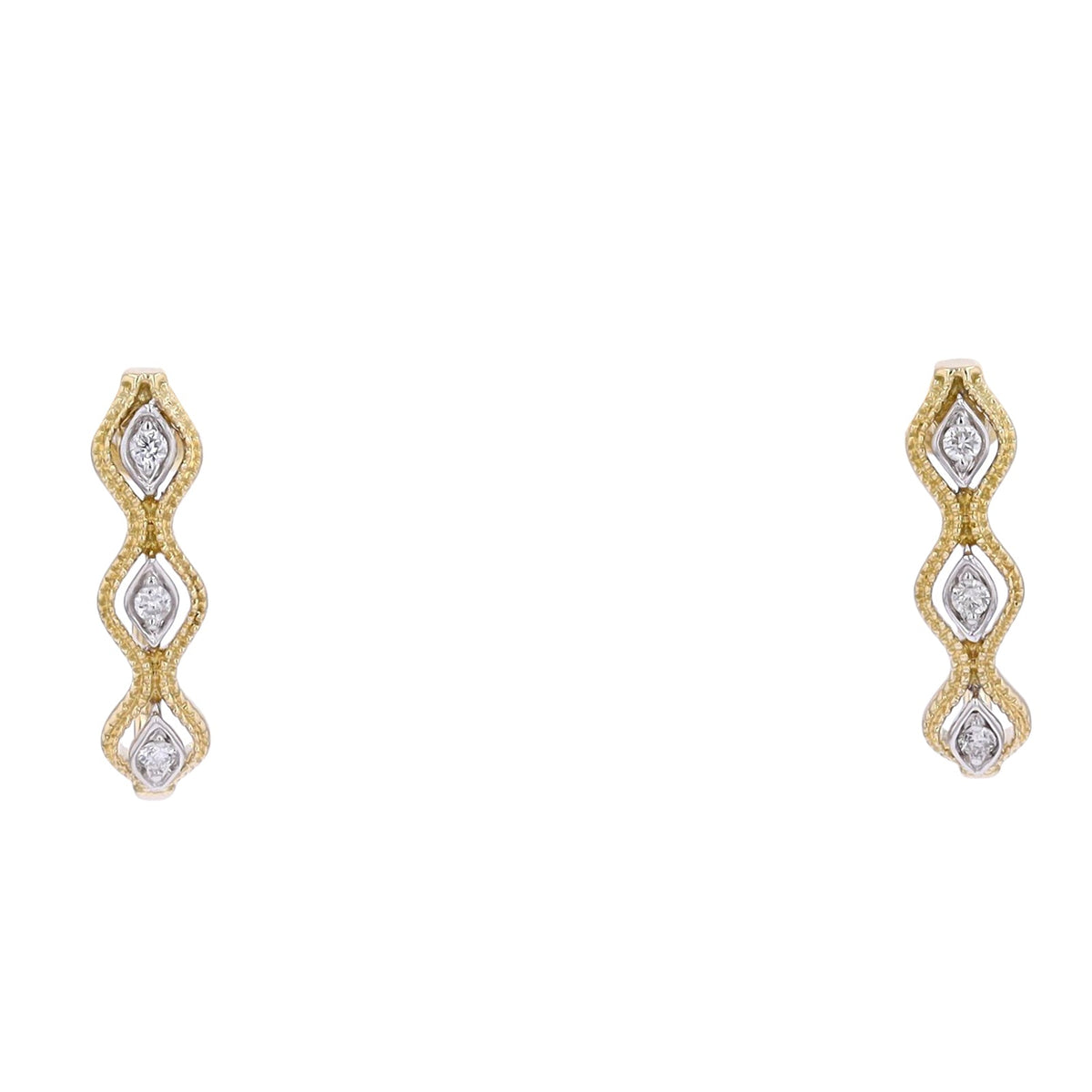 14K YG Diamond J-Hoops